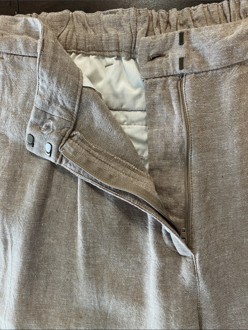 Taupe Linen Blend Pleated Wide Leg Pants Trousers XL - Picture 5 of 11